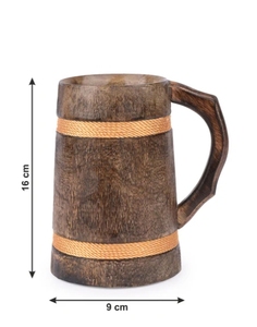 Wooden Beer <b>Mug</b> with Handle and Rope <b>Camping</b> Travel Outdoor <b>Mugs</b> for Men handmade mangowood gift for wedding or anniversary - Product Image 2