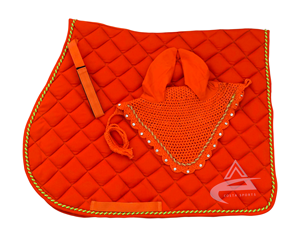 Almohadilla de silla de montar multiusos de polialgodón morado con gorros a juego de tela de algodón, negra, para caballo, de Tack Shop Equestrian - Product Image 4