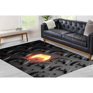 Alfombra Gamers Haven, Alfombra Estampada, Alfombra para Cuarto de Hombre, Alfombra Negra, Alfombras Modernas, Alfombra de Chenilla - Product Image 1