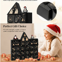 Maßgefertigter Schlossförmiger Weihnachts-Adventskalender im Buchstil aus Hartpappe mit Goldfolie OEM Mystery-Geschenkverpackung