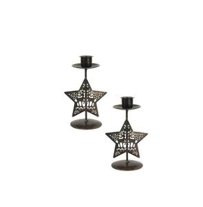 Arrangements de décoration de Noël Bougeoir en métal Bougeoir étoile en métal fini noir - Product Image 2
