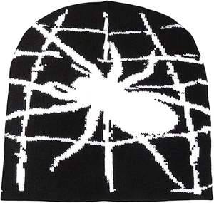 Graphic <b>Beanie</b> Y2K, Crochet <b>Spider</b> Design, Knitted for Warmth, Comfort and Soft Feel - Product Image 5
