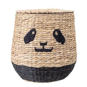 Water hyacinth <b>basket</b> <b>with</b> a panda-shaped woven <b>lid</b> Handmade Storage <b>Basket</b> Wholesale eco-friendly Made in Vietnam - Product Image 2