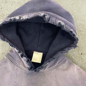 เสื้อฮู้ดซักสองชั้นของผู้ชายผ้าฝ้าย100% ซีดจางลงแดดสไตล์ฝรั่งเศสเทอร์รี่ปรับแต่งได้ - Product Image 4