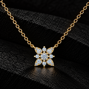 Colgante de Diamante Cultivado en Laboratorio con Corte Redondo, Oro Amarillo de 14K/18K, Collar con Diseño Floral, DEF VVS, Joyería Fina Clásica para Uso Diario, ODM - Product Image 1