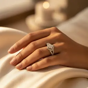 Bague en argent 925 avec diamant taille princesse pour femme, bijou élégant, idée cadeau - Product Image 3