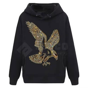 Sudadera con capucha de lana con diamantes de imitación de algodón de color liso de ajuste regular para invierno, alta calidad, precio al por mayor, MOQ bajo para hombres - Product Image 1