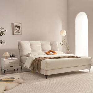 Ensemble de meubles de chambre à coucher modernes, lit King de luxe tapissé dans un cadre en bois cuir - Product Image 2