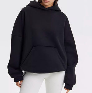 Sweat à capuche tendance avec logo brodé personnalisé pour femmes 100% coton Sweat à capuche surdimensionné sans cordon et résistant Automne Hiver - Product Image 5