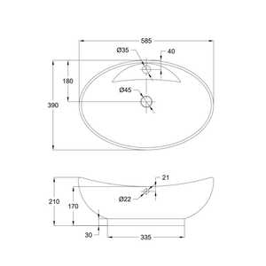 อ่างล้างหน้าเซรามิกสีขาวทรงวงรี - Product Image 6