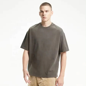 Venta al por mayor 100% algodón camiseta de los hombres de alta calidad Streetwear personalizado en blanco de gran tamaño hombro caído 220Gsm de punto de los hombres de gran tamaño - Product Image 1