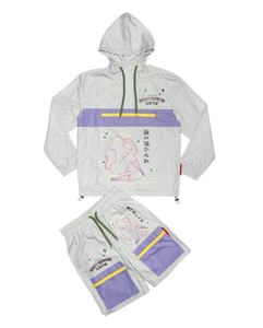 Ensemble de survêtement court à capuche coupe-vent respirant pour l'hiver, vente en gros d'usine OEM, nouveau design personnalisé, haute qualité, ensemble 2 pièces, impression sérigraphique - Product Image 2