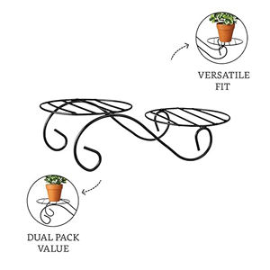 Support de pot de fleur en métal (noir, ensemble de 2, pour 4 jardinières) | Support de pot en métal pour plusieurs plantes | Intérieur/extérieur | - Product Image 4