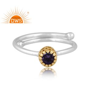 แหวนอัญมณีไอโอไลต์ธรรมชาติคุณภาพดีดีไซน์ทำด้วยมือ - Product Image 1