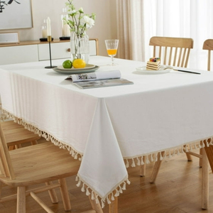 Premium 100% Cotton <b>Tablecloth</b> Rectangular Linen Cover for Dining Room Table Woven Technique for <b>Round</b> Oval Rectangle Tables - Product Image 6