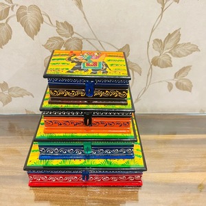 Rafasthani haat และงานฝีมือตกแต่งกล่องเครื่องประดับไม้กับภาพวาด rajasthani-จัดเครื่องประดับผู้หญิงและตัวเลือกของขวัญ - Product Image 1