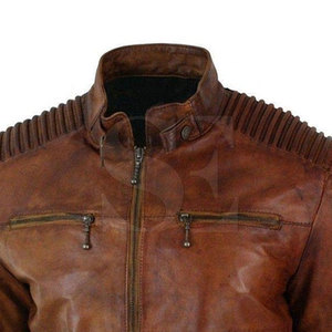 Veste de moto en cuir véritable personnalisée de haute qualité pour hommes, coupe-vent et imperméable pour toutes les saisons, conception OEM pour l'hiver - Product Image 4
