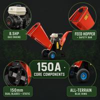 Broyeur de bois 150A, diamètre maximal des branches 6 cm, moteur à essence, double lame de 150 mm, 0,8-1 T/H pour jardin et ferme