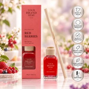 Diffuseur de parfum aux baies rouges en marque privée 90ml OEM |   Parfum d'ambiance fruité et sucré |   Fabriqué en Espagne UE - Product Image 1