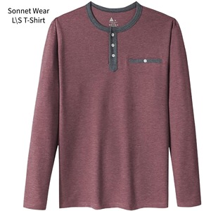 เสื้อยืดคอกลมแขนยาวทรงเข้ารูปสำหรับผู้ชาย ผ้าฝ้าย 100% ผ้ากำมะหยี่ซักแล้ว - Product Image 6