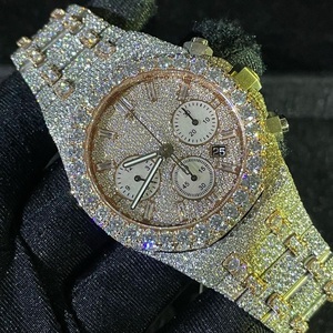 Montre chronographe personnalisée en diamant pour hommes Montre-bracelet en diamant Iced out avec mouvement à quartz au design de luxe Livraison gratuite - Product Image 1