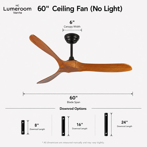 USA In Stock 60 Inch Ceiling <b>Fan</b> Without Light Solid Wood Blades <b>Remote</b> <b>Control</b> Quiet Reversible DC Motor for Patio Living Room - Product Image 3