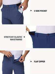 Pantalones de Golf Azules para Hombre, Corte Recto, Cintura Elástica, Bolsillos Laterales con Solapa y Cremallera, Secado Rápido, Pantalones Casuales para Verano - Product Image 3