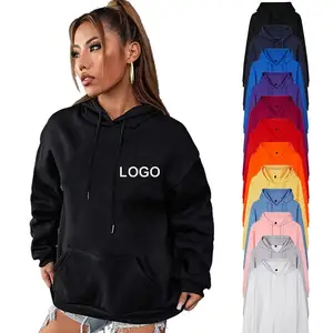 Wholesale Custom Logo Plain Cotton pull over thick for woman oversized sweatshirts and womens Pullover Women's Hoodie