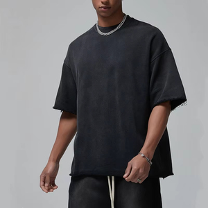 Fabricant de t-shirts unis à col rond épais en éponge française unisexe 100% coton High Street Fashion avec logo personnalisé t-shirts - Product Image 1