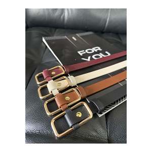 4-Piece Rectangular Buckle Women's Trouser <b>Belt</b>, Jacket <b>Belt</b>, Shirt <b>Belt</b>, Dress <b>Belt</b> - Black-Tan-Beige-<b>Burgundy</b> - Product Image 1