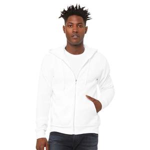 Sweat à capuche à cordon de serrage blanc uni en polaire de sport 100% coton pour hommes - Product Image 4
