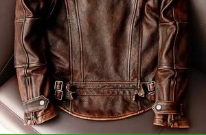 Veste en cuir pour hommes de qualité supérieure automne longueur régulière séchage rapide respirant coupe-vent écologique avant personnalisable OEM - Product Image 4