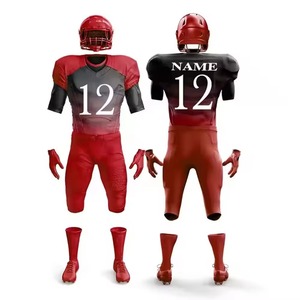 Ensemble d'uniformes de football américain sublimés respirants pour adultes, col en V, manches courtes, maillot ajusté, pantalon, gants, chaussettes, tenue d'équipe - Product Image 3