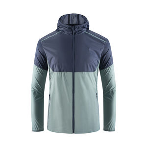 Veste coupe-vent légère et résistante au soleil pour homme avec fermeture éclair à capuche et patchwork pour les activités de plein air en été Protection fine - Product Image 4