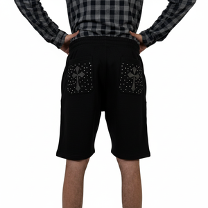 กางเกงขาสั้นผ้าฟลีซผู้ชายแบบเรียบ ผ้าฝ้าย สำหรับเล่นกีฬา ขายส่ง รับสั่งทำโลโก้ ประดับเพชรเทียม สำหรับฤดูร้อน สไตล์ลำลอง - Product Image 3