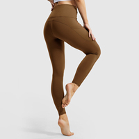 Leggings de yoga légers et de haute qualité pour femmes - Motif uni, taille mi-haute, en Spandex/Nylon, effet froncé aux fesses, élastiques, sans coutures, personnalisables