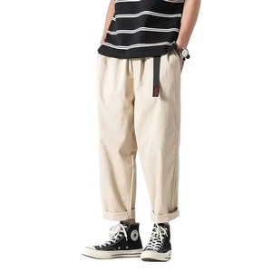 Pantalones Casuales de Verano 100% Algodón con Cinturón para Hombre, Pantalones Cargo Holgados hasta el Tobillo, Pantalones Deportivos de Pierna Ancha, Ropa Urbana Masculina - Product Image 5