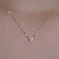 Collier Zircon Petit Cœur d'Amour, Faible MOQ, Argent Sterling 925, Classique et Élégant, Colliers à Breloques Plaqué Argent Null JR Rose