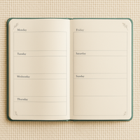 LABON Agenda botanique vert pour le TDAH avec feuille florale Couverture rigide en tissu non daté Organisateur quotidien pour femmes adolescents Neurodivergent Focus