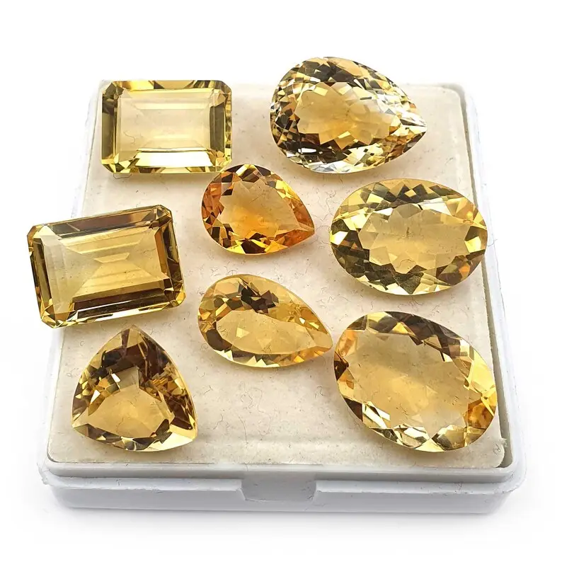 100 CT Natural Citrine Mix Shape Cut Loose Gemstone Lot 18 Pcs for jewelry making