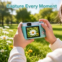Kamera Digital CCD Lensa Ganda Tingkat Pemula Layar 2.4 Inci Zoom Digital 8x Kompak Point and Shoot untuk Anak-Anak Pelajar