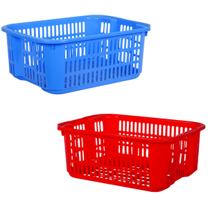 ลังพลาสติก5050 3T ทนทานตะกร้าพลาสติกสีแดงสีน้ำเงินความจุขนาดใหญ่และน้ำหนักเบาสำหรับซักผ้าร้านขายของชำและการจัดเก็บ - Product Image 3
