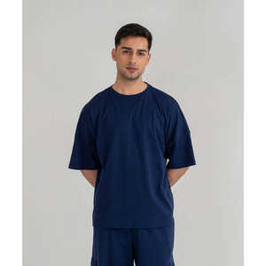 Camiseta básica de algodón 100% de gran tamaño para hombre, cuello redondo cómodo con hombros caídos, camiseta de talla grande para verano - Product Image 5