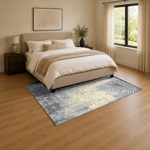 Tapis de salon en chenille gris argenté à motif design imprimé numériquement, lavable en machine, antidérapant - RUGS DEPOT LXDP-0818 (vente en gros) - Product Image 3