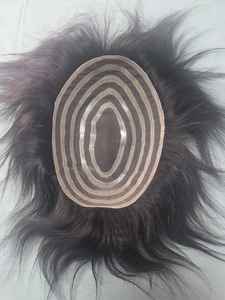 Perruque toupet en dentelle PU pour hommes - Prothèse capillaire en cheveux Remy indiens avec des styles ondulés naturels et raides crépus, poids de 40 à 80 g - Product Image 6