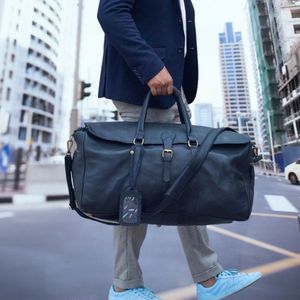 กระเป๋าหนังแท้ลายควายทั้งตัวใส่ได้ทั้งชายและหญิงทำด้วยมือสไตล์วินเทจมีซิปปิดสำหรับการเดินทางกีฬาส่วนบุคคลสำหรับ - Product Image 2