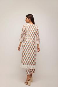 ชุดสูทผ้าไหมสำหรับเด็กผู้หญิงลายพีชดอกเดซี่สไตล์แฟชั่นอินเดียกางเกง kurti คุณภาพสูง - Product Image 3