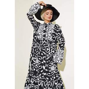 Robe Décontractée Boutonnée Motif Ethnique Blanc - Product Image 2