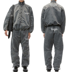 Veste à fermeture éclair et pantalon 100% Nylon lourd sérigraphie Logo goutte épaule coupe-vent survêtement pour hommes - Product Image 6