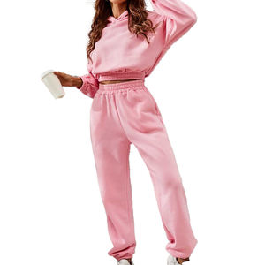 Ensemble de survêtement d'hiver décontracté pour femmes respirant à séchage rapide 2 pièces Bomber surdimensionné Baggy vêtements de détente motif solide - Product Image 4